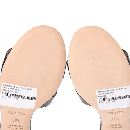 Hermes Calfskin Oasis Sandals 38.5 Black 9 of 11