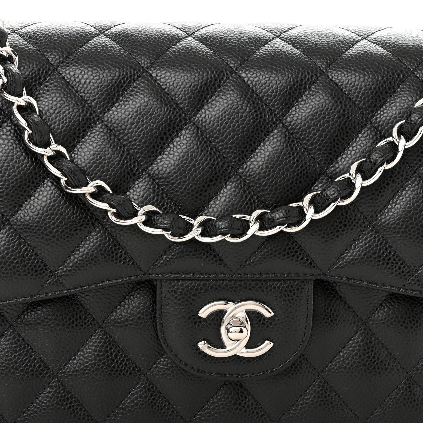 Caviar Quilted Jumbo Double Flap Black
