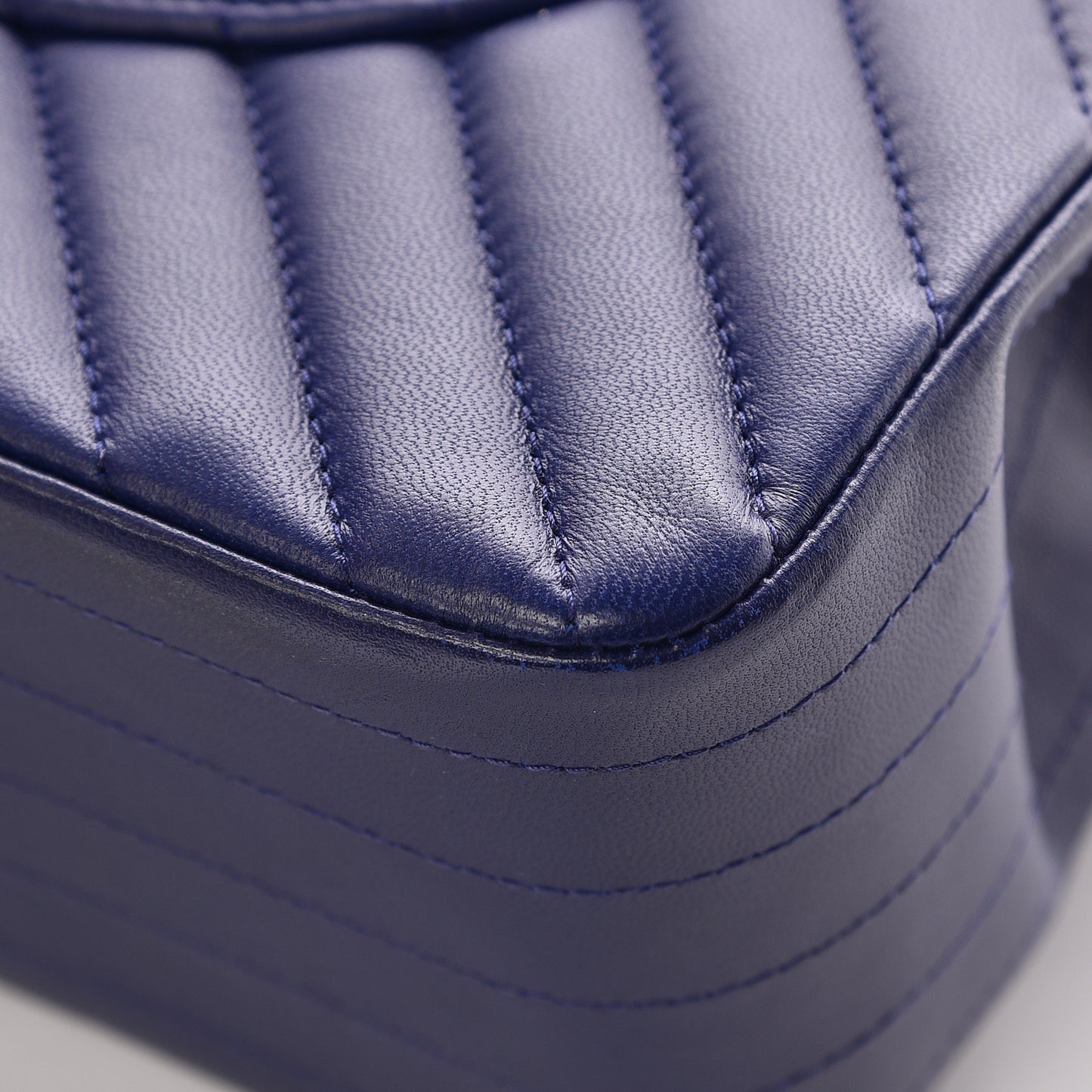 Lambskin Chevron Quilted Jumbo Double Flap Blue