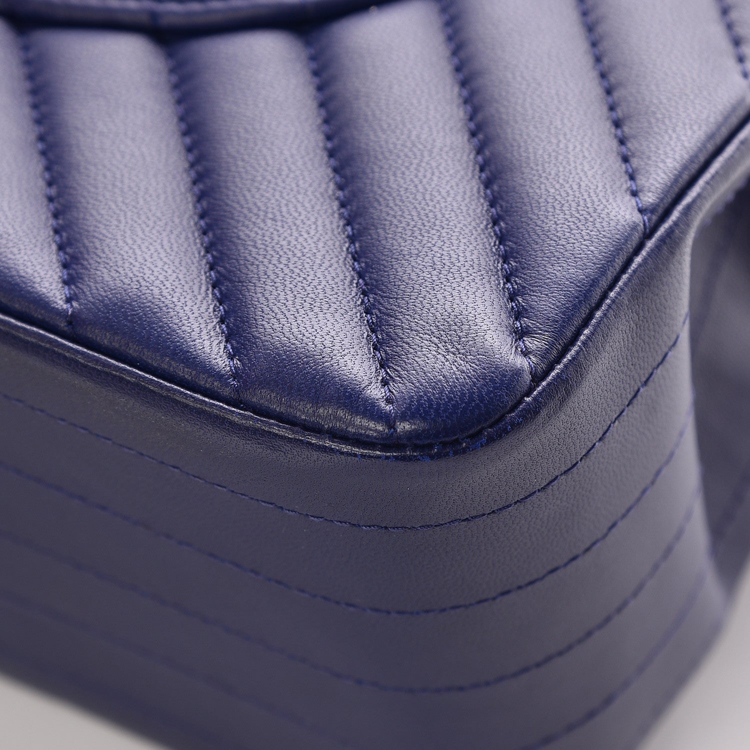 Chanel Lambskin Chevron Quilted Jumbo Double Flap Blue 17 of 18