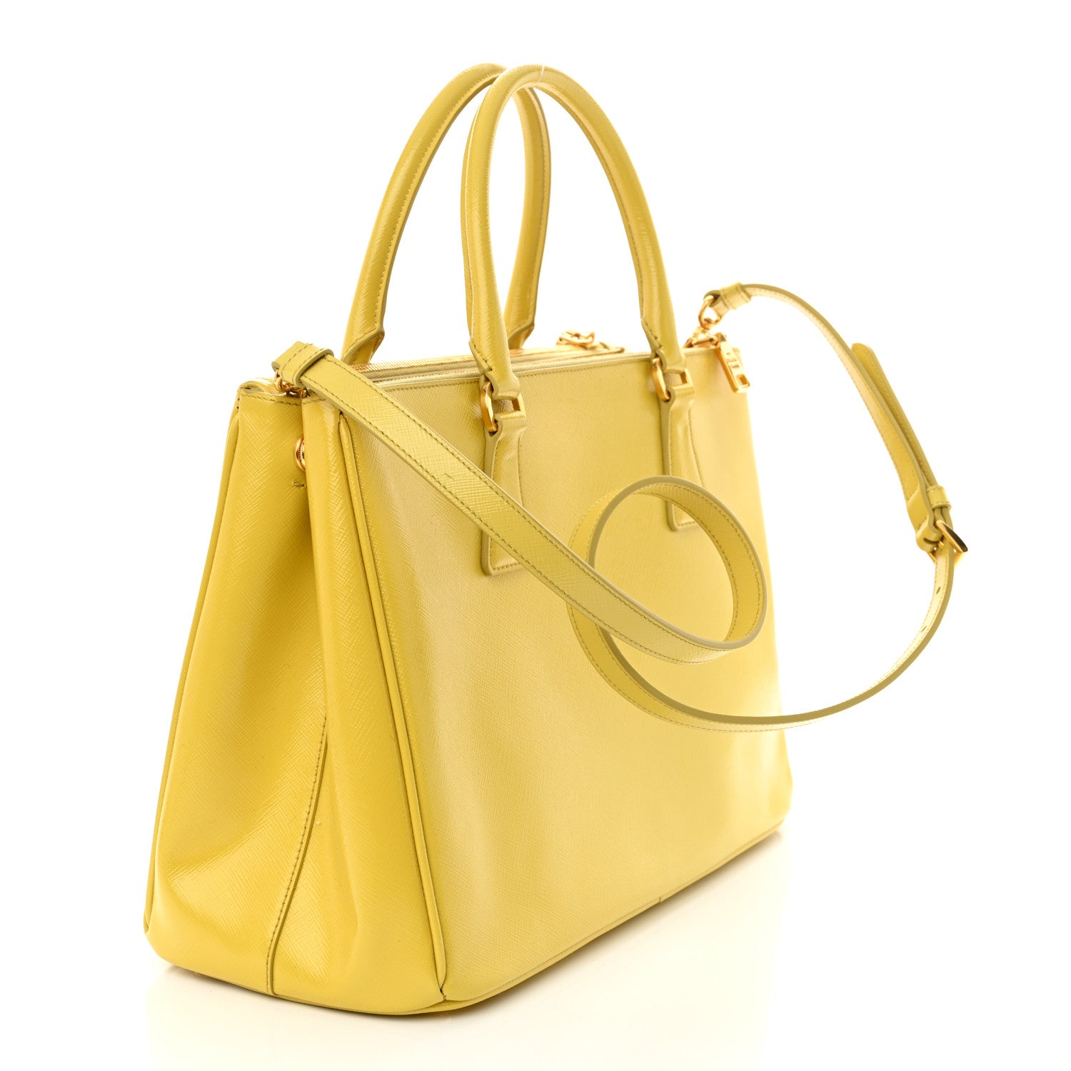 Prada Saffiano Vernice Medium Galleria Double Zip Tote Ananas 3 of 11
