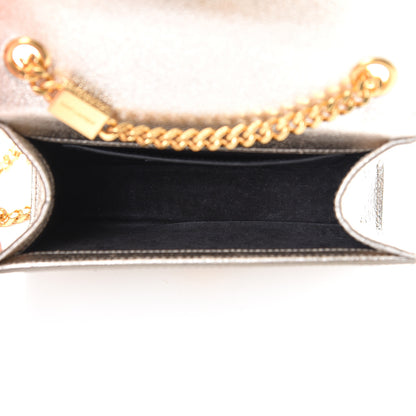 Saint Laurent Metallic Calfskin Small Classic Monogram Kate Satchel Pale Gold 4 of 10