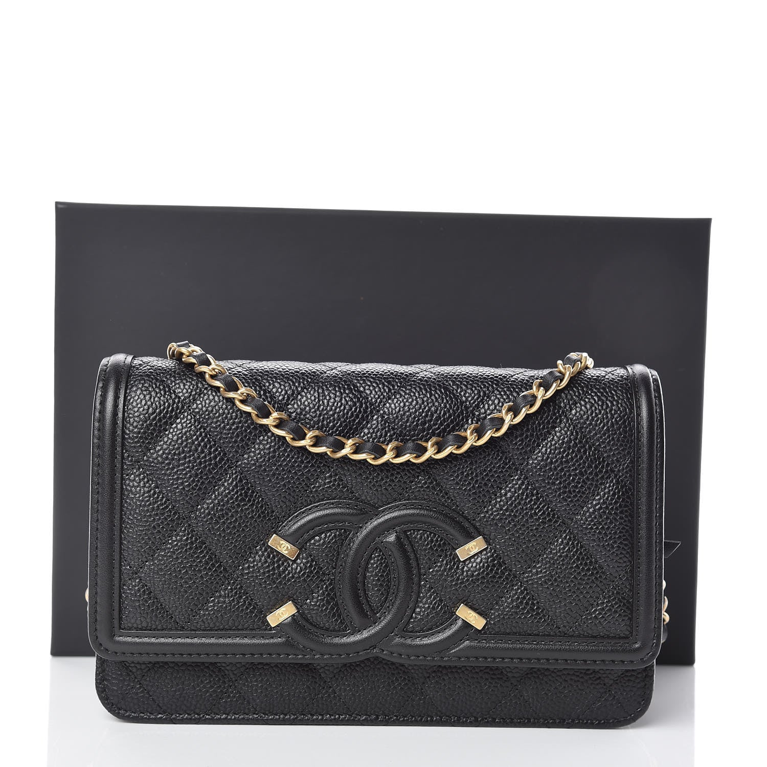Chanel Caviar Quilted CC Filigree Wallet On Chain WOC Black 11 of 11
