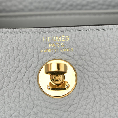 Hermes Taurillon Clemence Mini Lindy 20 Bleu Glacier 6 of 11