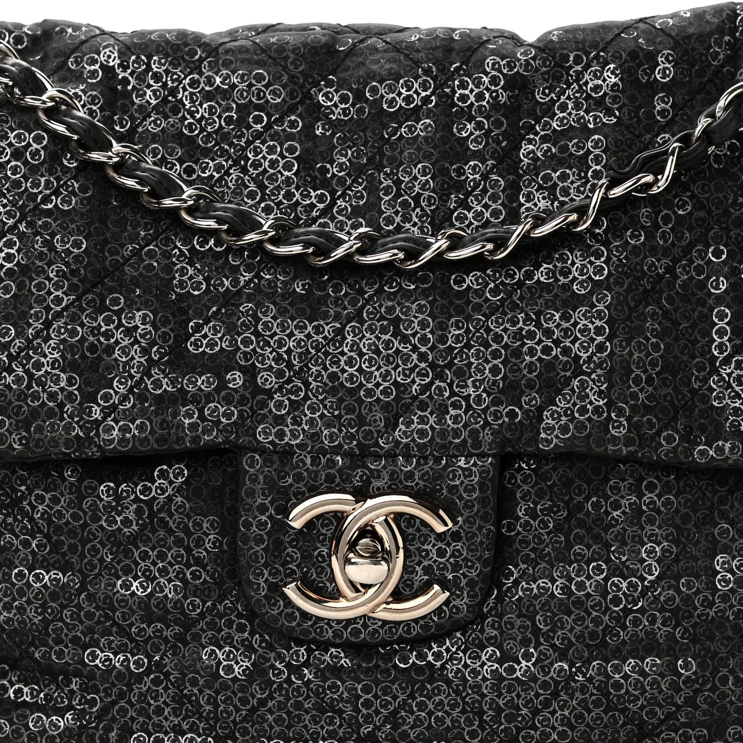 Hidden Sequin Maxi Flap Black