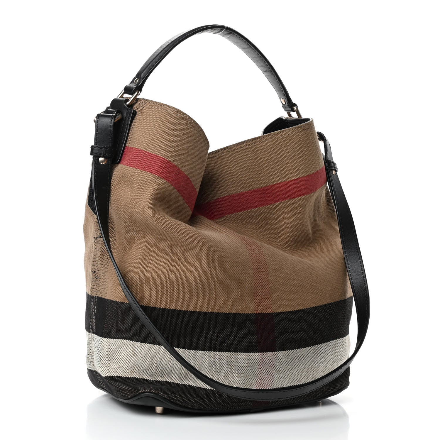 Burberry Canvas Mega Check Medium Ashby Hobo Black 2 of 4