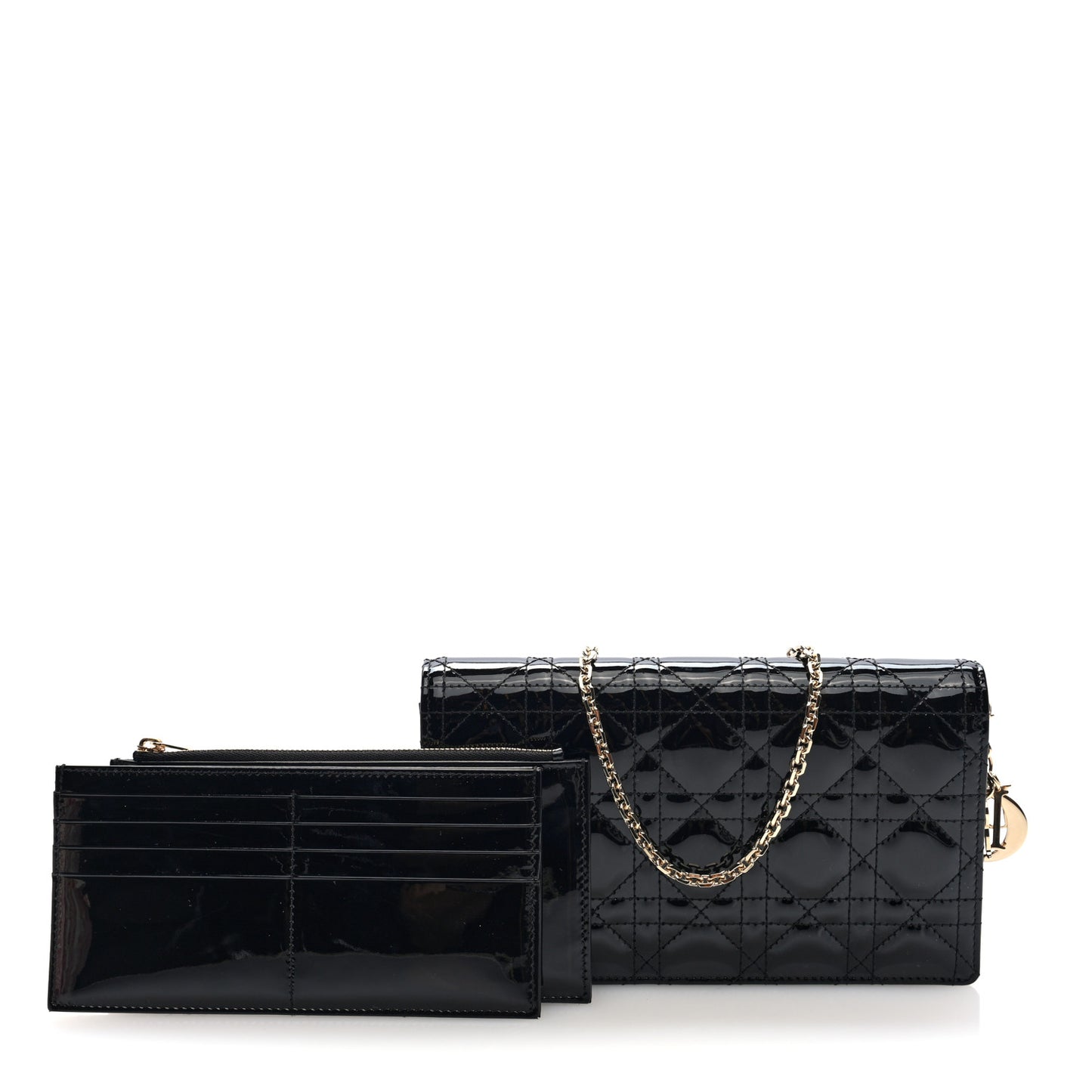 Patent Cannage Lady Dior Convertible Clutch Black