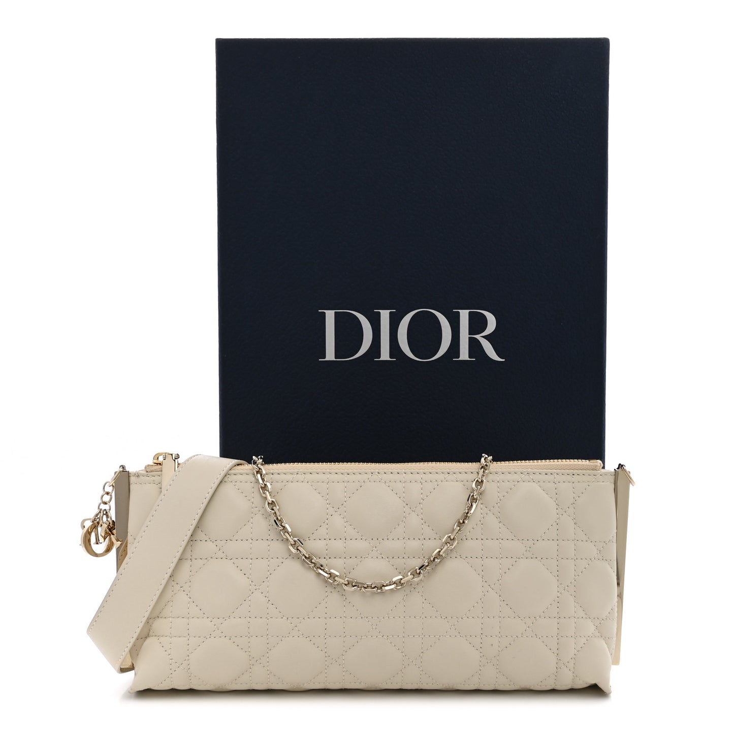 Lambskin Cannage Dior Club Bag  Dusty Ivory