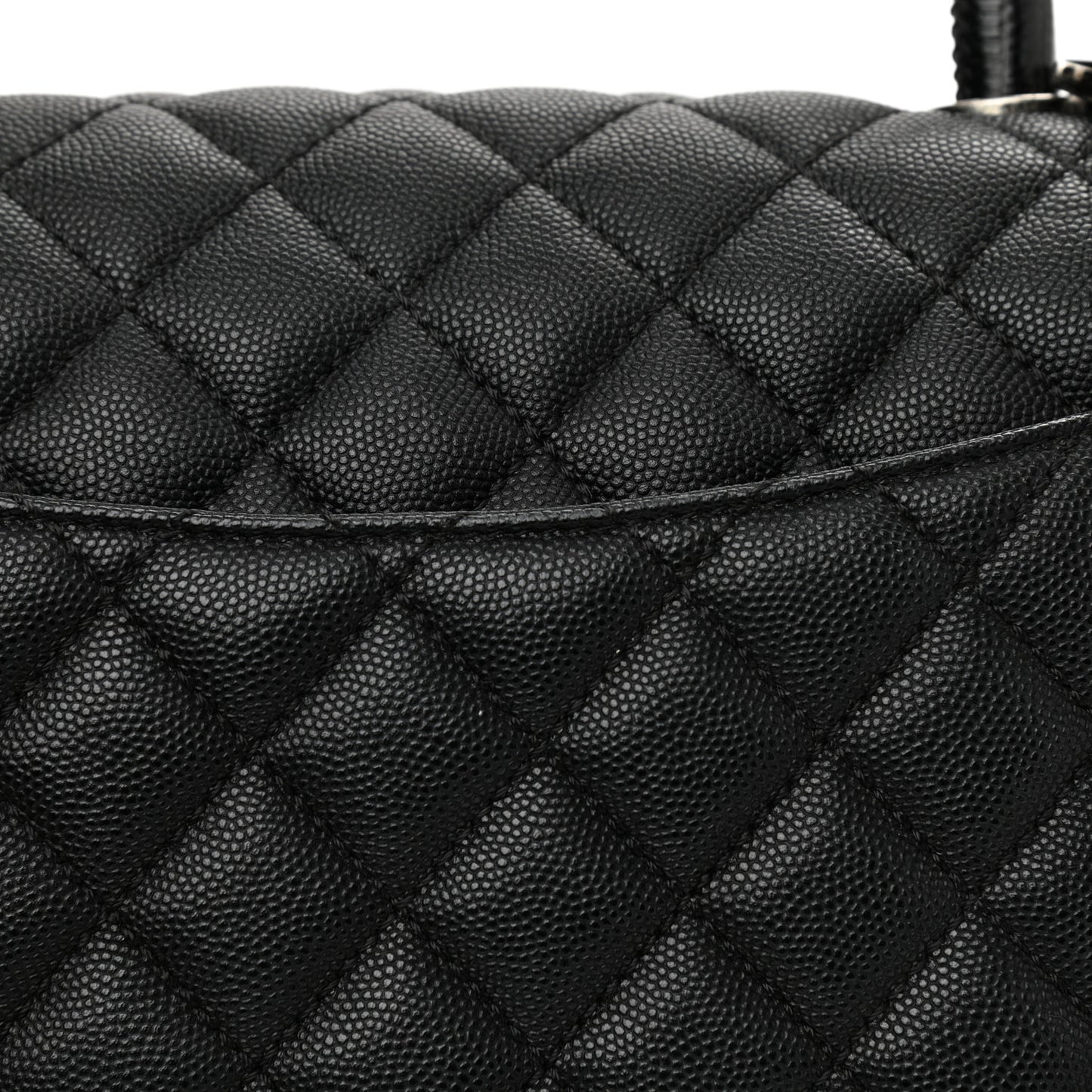 Caviar Lizard Quilted Medium Coco Handle Flap Black