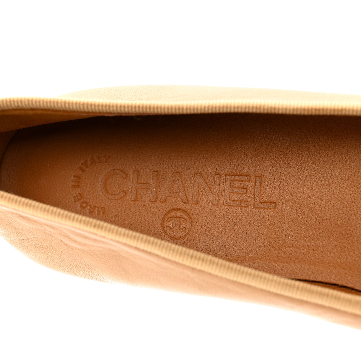 Chanel Lambskin Cap Toe CC Ballerina Flats 38 Beige 7 of 8