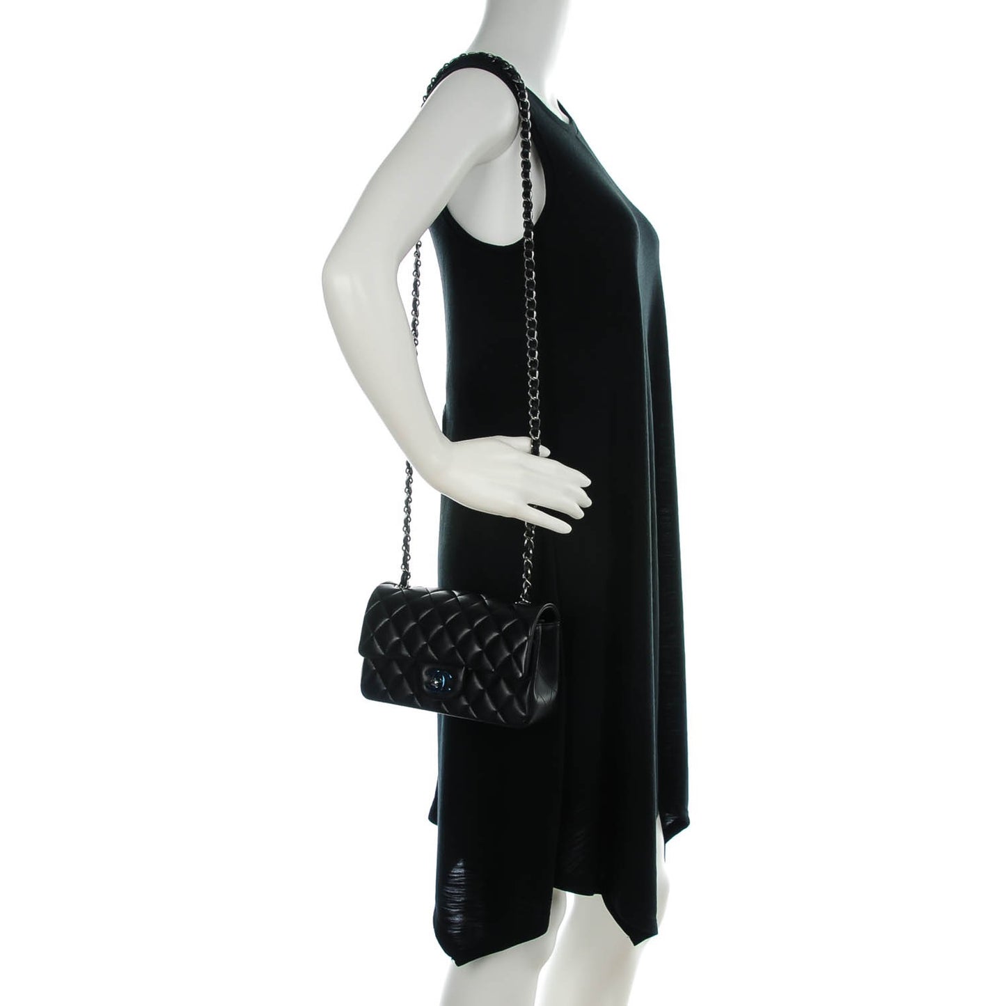Lambskin Quilted Mini Rectangular Flap Black