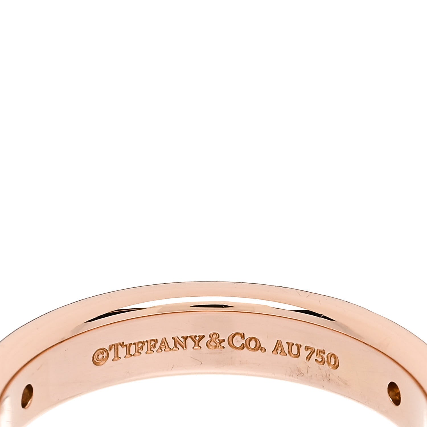 Tiffany 18K Rose Gold Diamond 4mm Logo Band Ring 53 6.25 4 of 4