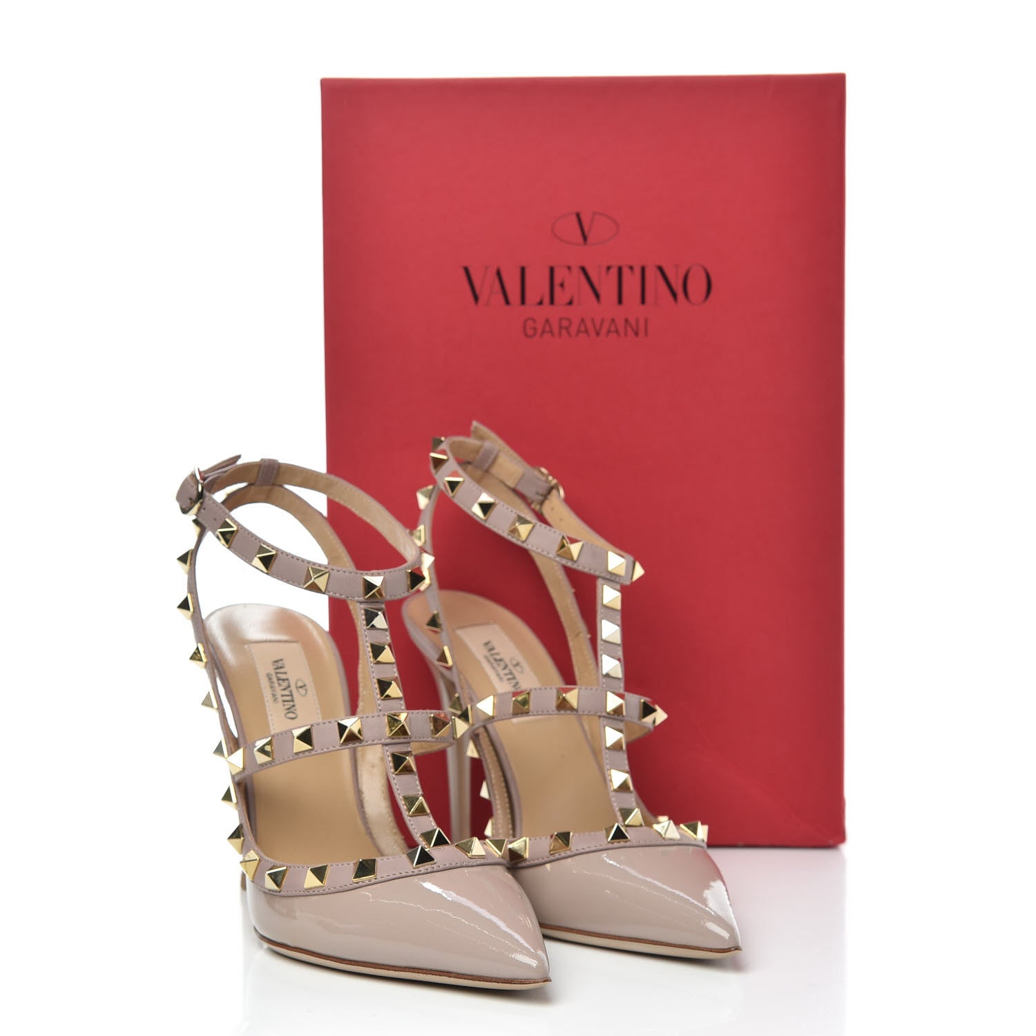 Valentino Garavani Patent Rockstud Ankle Strap 100mm Pumps 36 Poudre 8 of 8