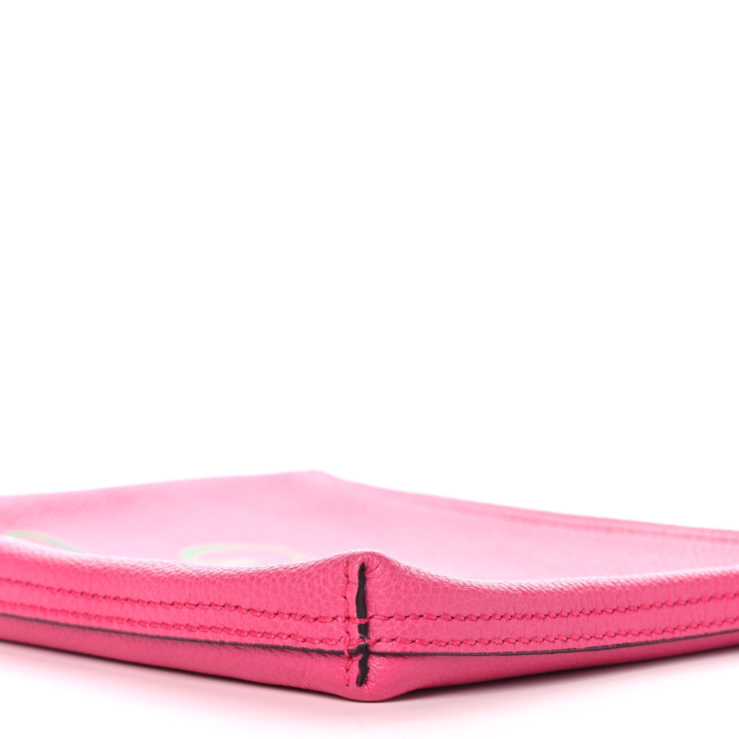 Gucci Pebbled Calfskin Medium Logo Portfolio Clutch Box Pink Green 12 of 12