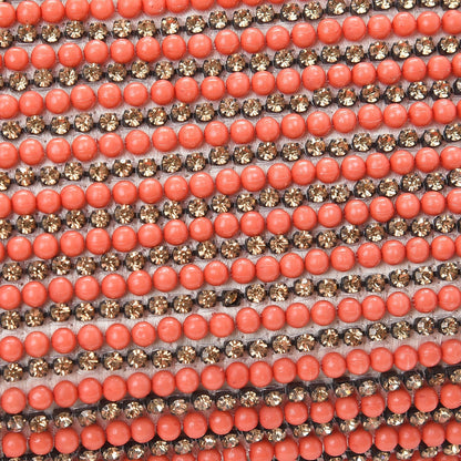 Gucci Lambskin Crystal Beaded Broadway Box Clutch Coral 9 of 11