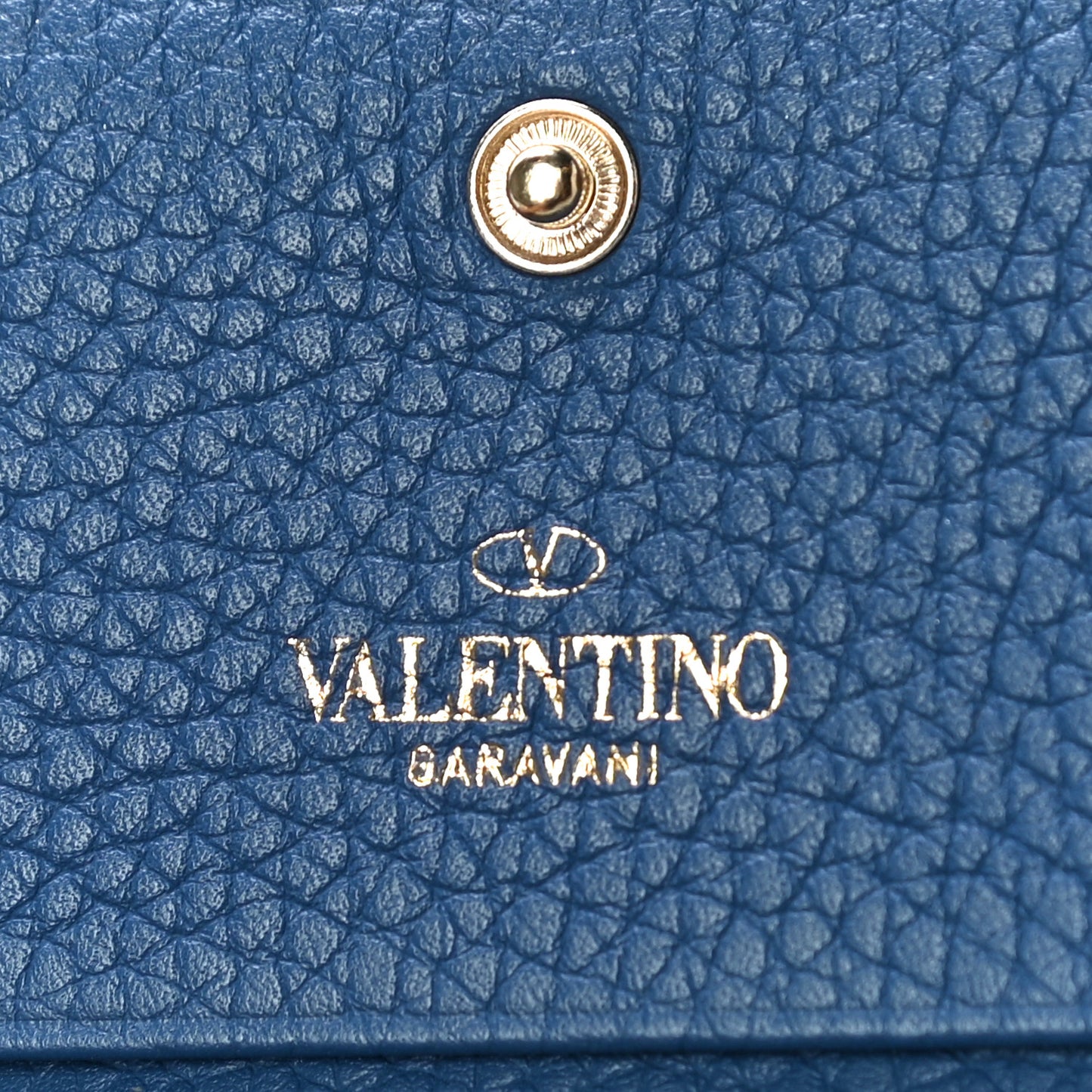 Pebbled Calfskin Rockstud French Flap Wallet Baltique