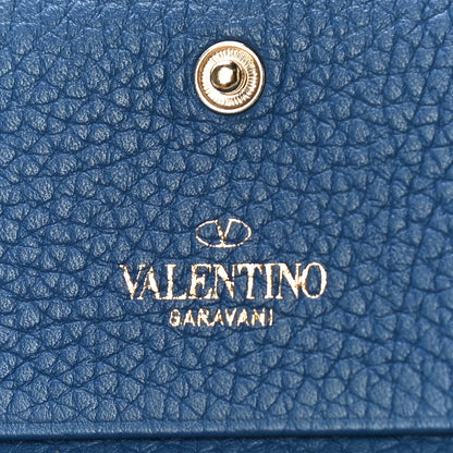 Valentino Garavani Pebbled Calfskin Rockstud French Flap Wallet Baltique 6 of 12