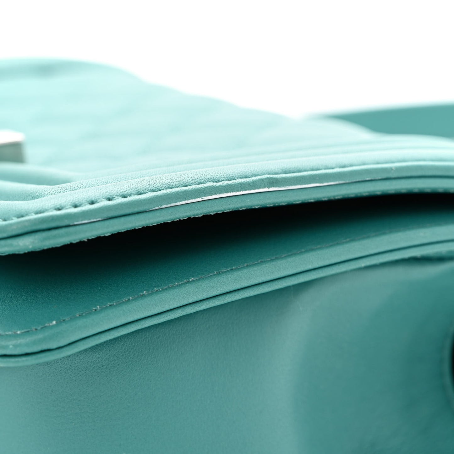 Calfskin Quilted Small Boy Flap Turquoise