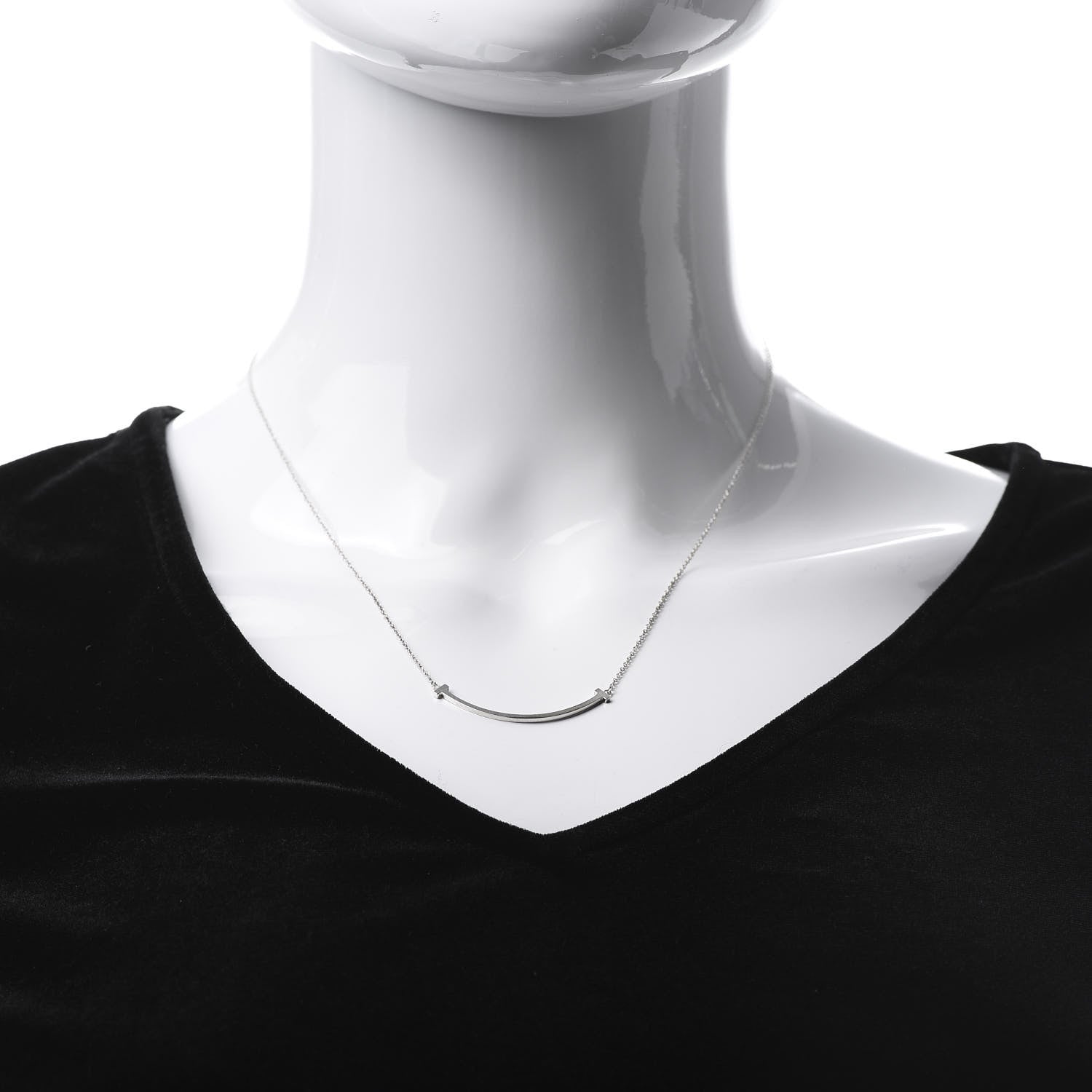 Tiffany Sterling Silver Small T Smile Pendant Necklace 2 of 6