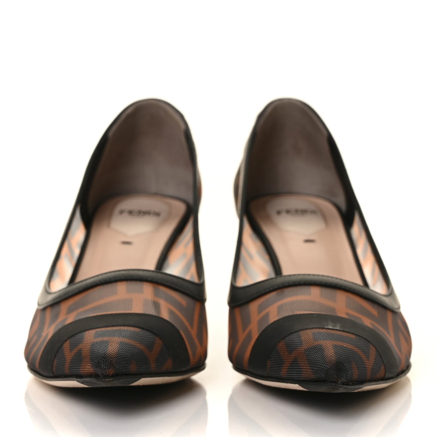 Technical Mesh Vitello Gommato FF Colibri 55mm Pumps 38.5 Tobacco Moro Black