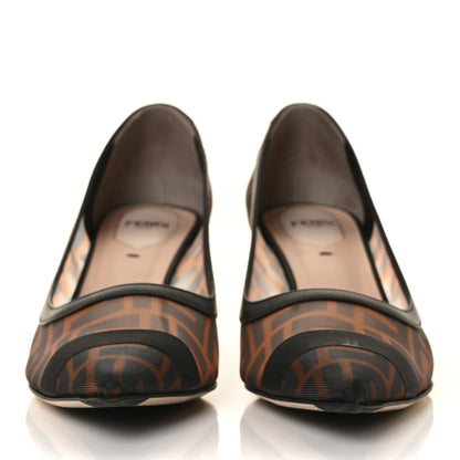 Fendi Technical Mesh Vitello Gommato FF Colibri 55mm Pumps 38.5 Tobacco Moro Black 2 of 7