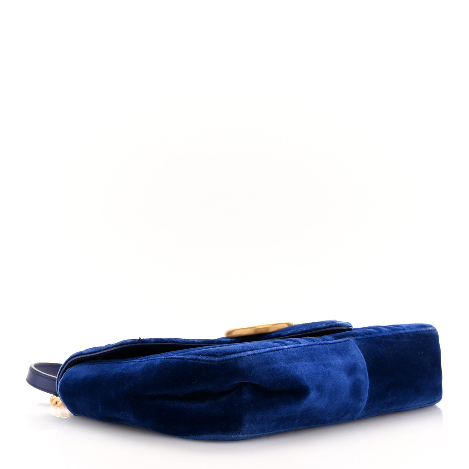 Gucci Velvet Matelasse Medium GG Marmont Shoulder Bag Cobalt Blue 4 of 14