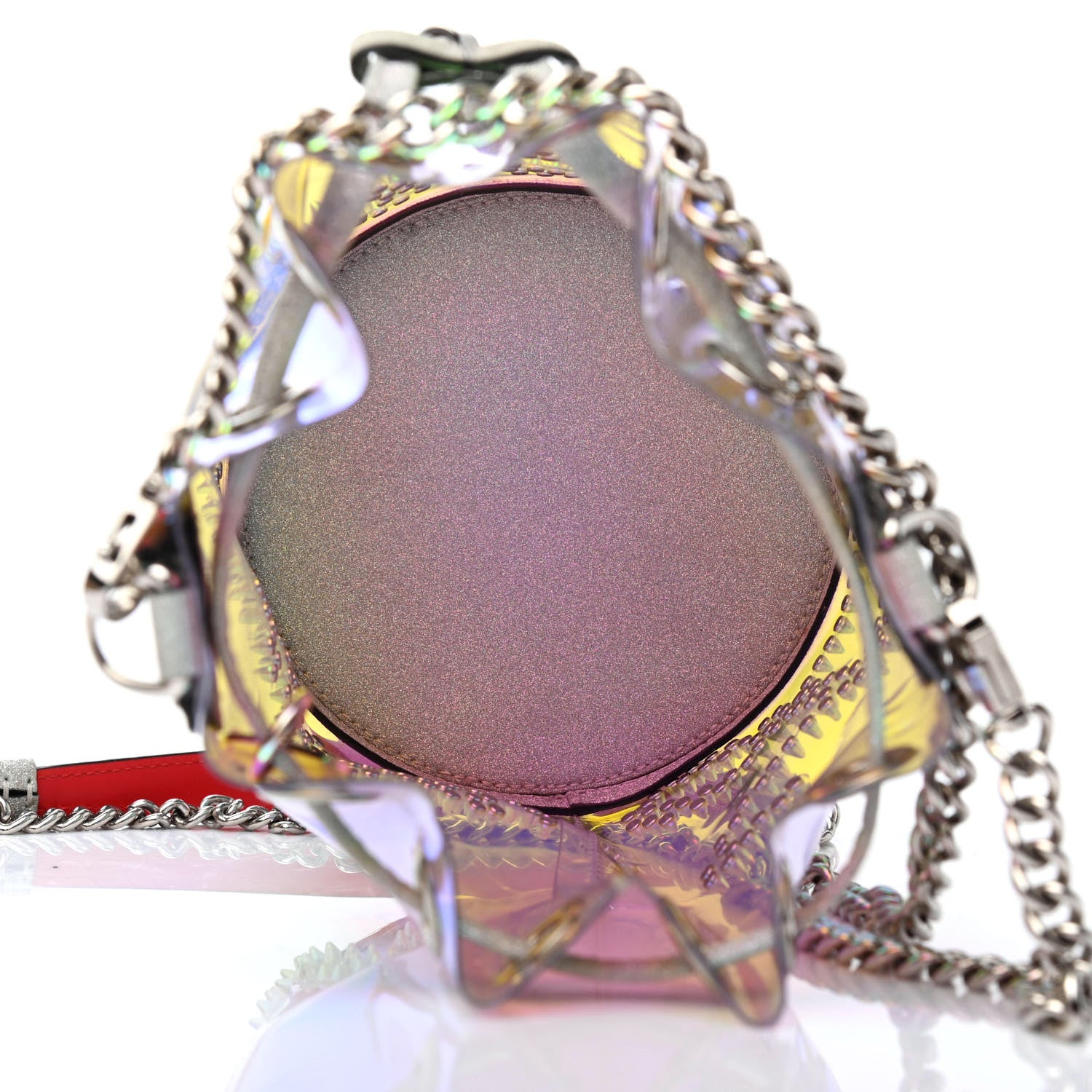 Christian Louboutin PVC Iridescent Marie Jane Studded Bucket Silver 4 of 4