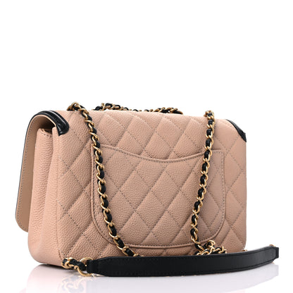 Chanel Caviar Quilted Small CC Filigree Flap Beige Black 3 of 9
