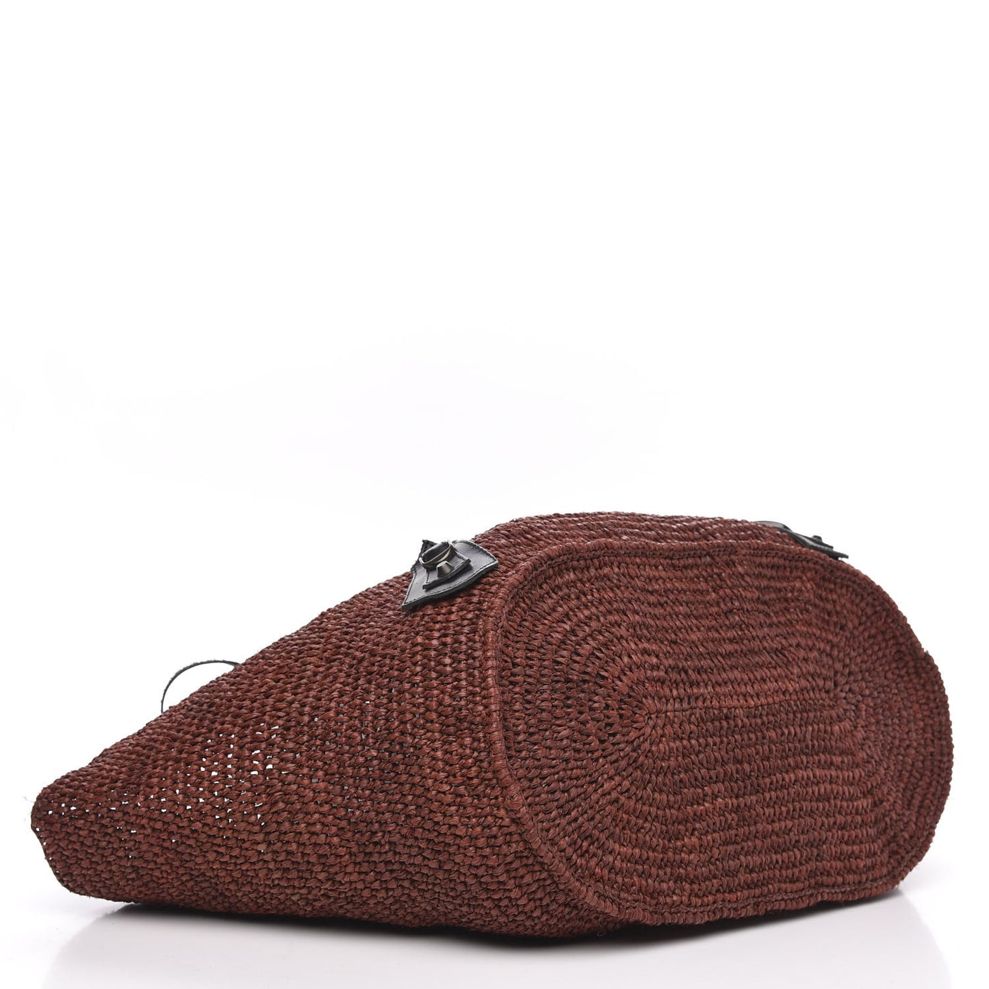 Raffia Woven Large Tote Brown Black