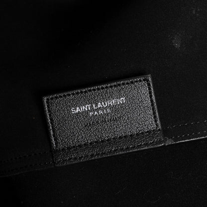 Saint Laurent Calfskin Large Fringe Shopping Tote Black 7 of 7