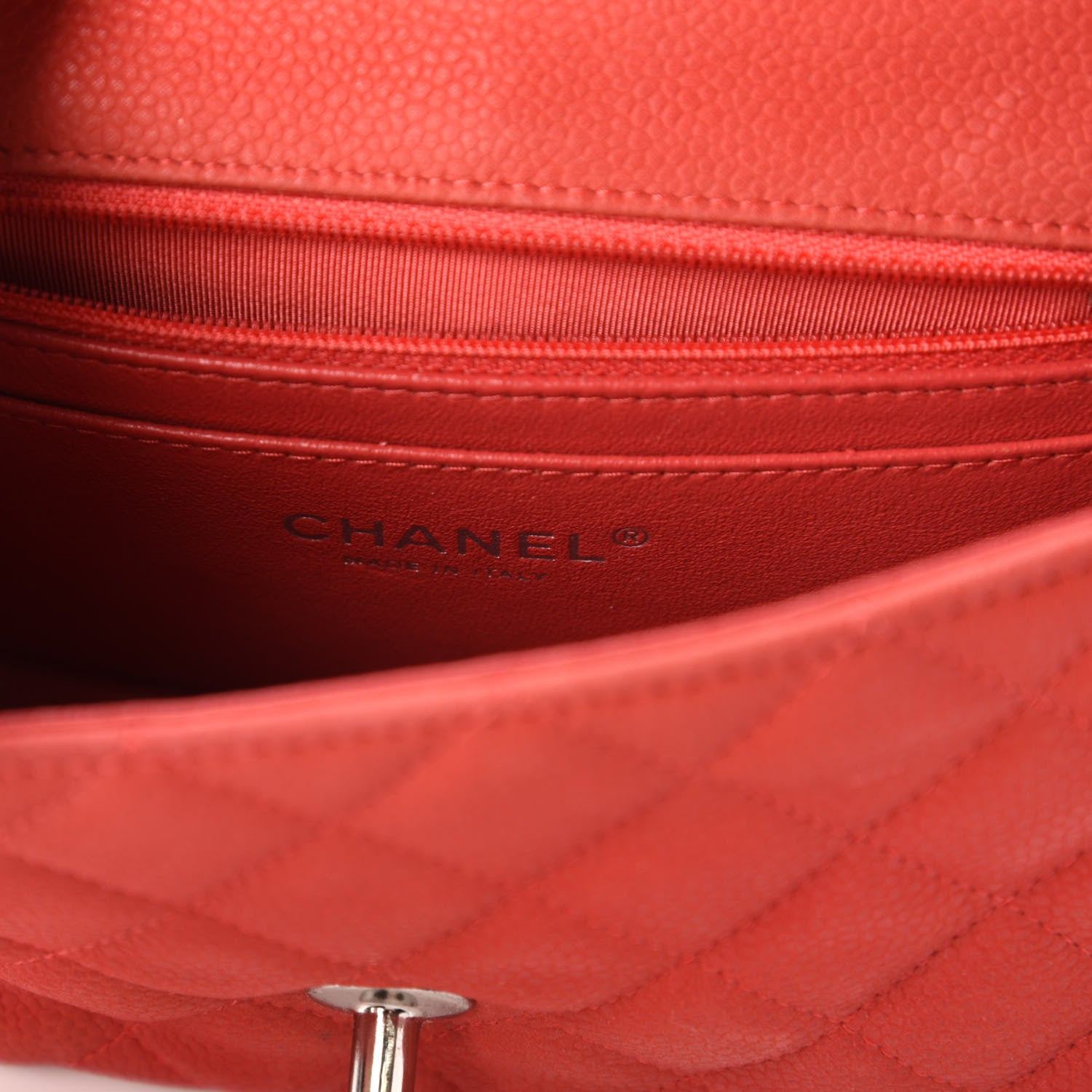 Chanel Iridescent Caviar Quilted Mini Rectangular Flap Light Red 8 of 12