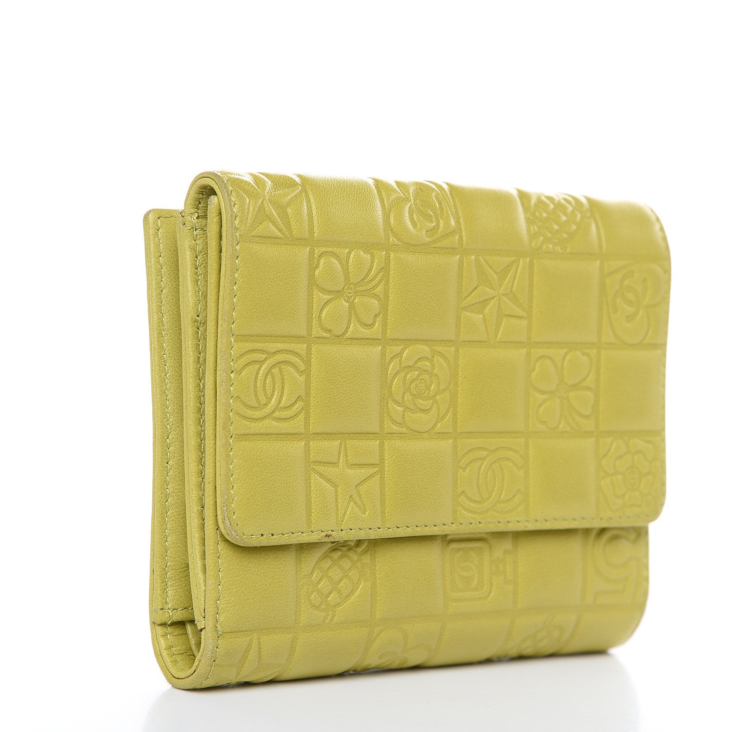 Chanel Lambskin Precious Symbols French Flap Wallet Chartreuse 3 of 15