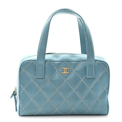 Chanel Calfskin Wild Stitch Top Handle Bag Turquoise 1 of 11