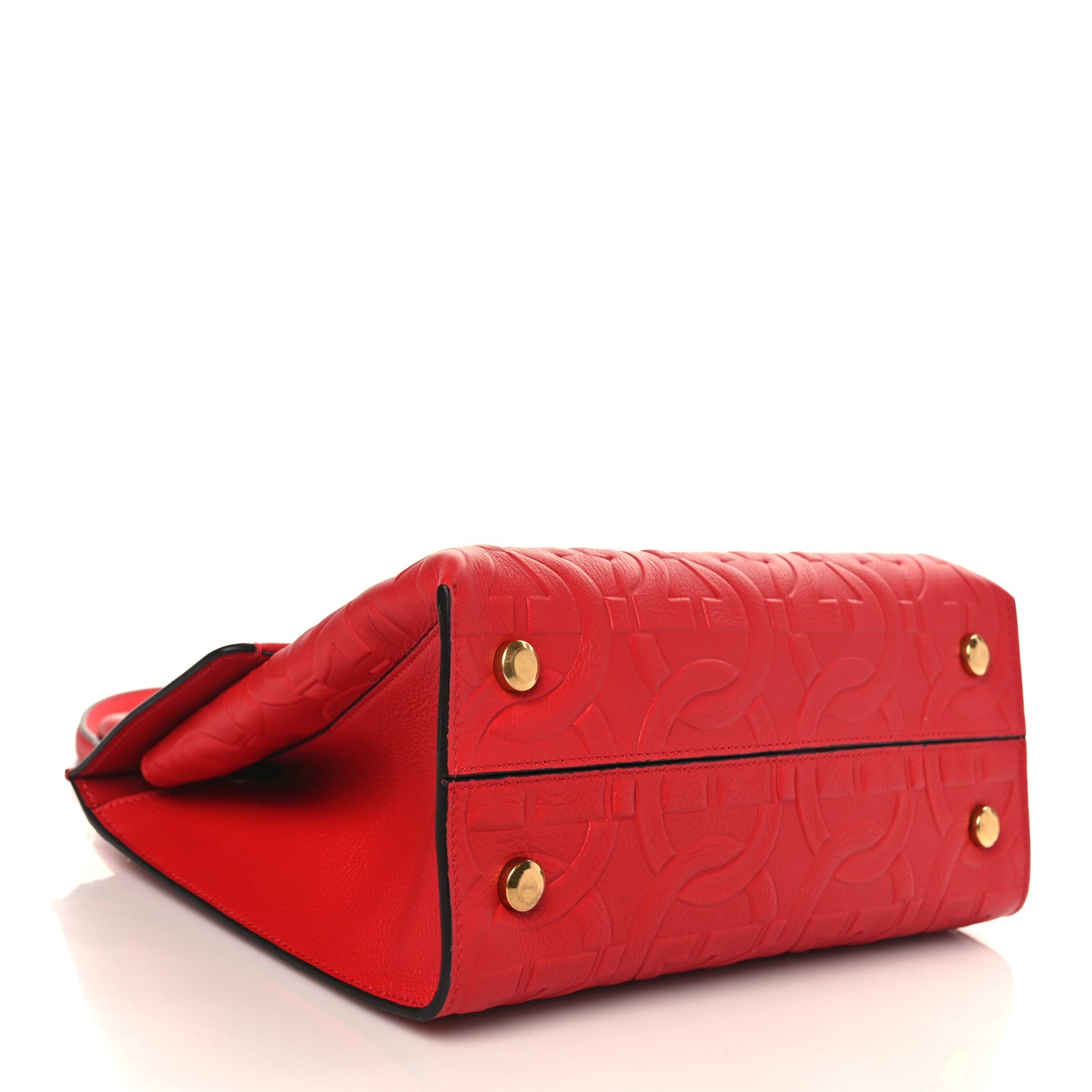 Salvatore Ferragamo Calfskin Gancini Embossed Trifolio Top Handle Bag Lipstick 4 of 8