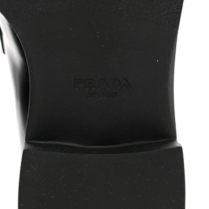 Prada Spazzolato Metal Triangle Logo 50mm Loafers 38 Black 6 of 8