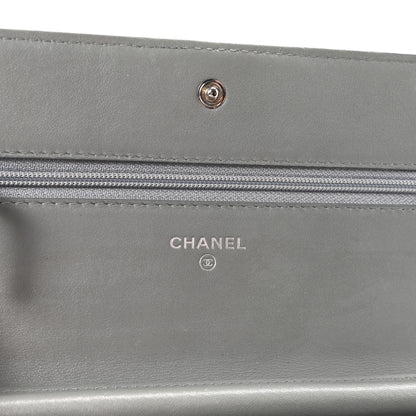 Chanel Lambskin Quilted Boy Wallet On Chain WOC Grey 6 of 12