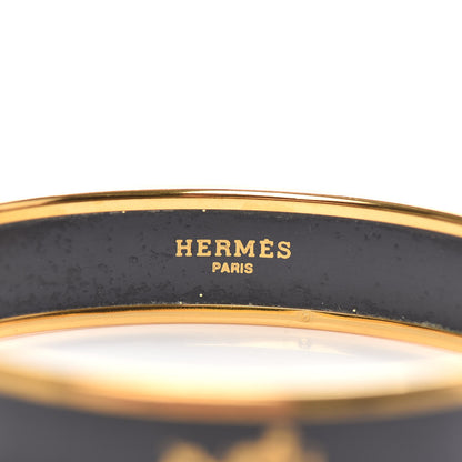 Hermes Enamel Printed Caleche Narrow Bracelet 70 Black 4 of 6