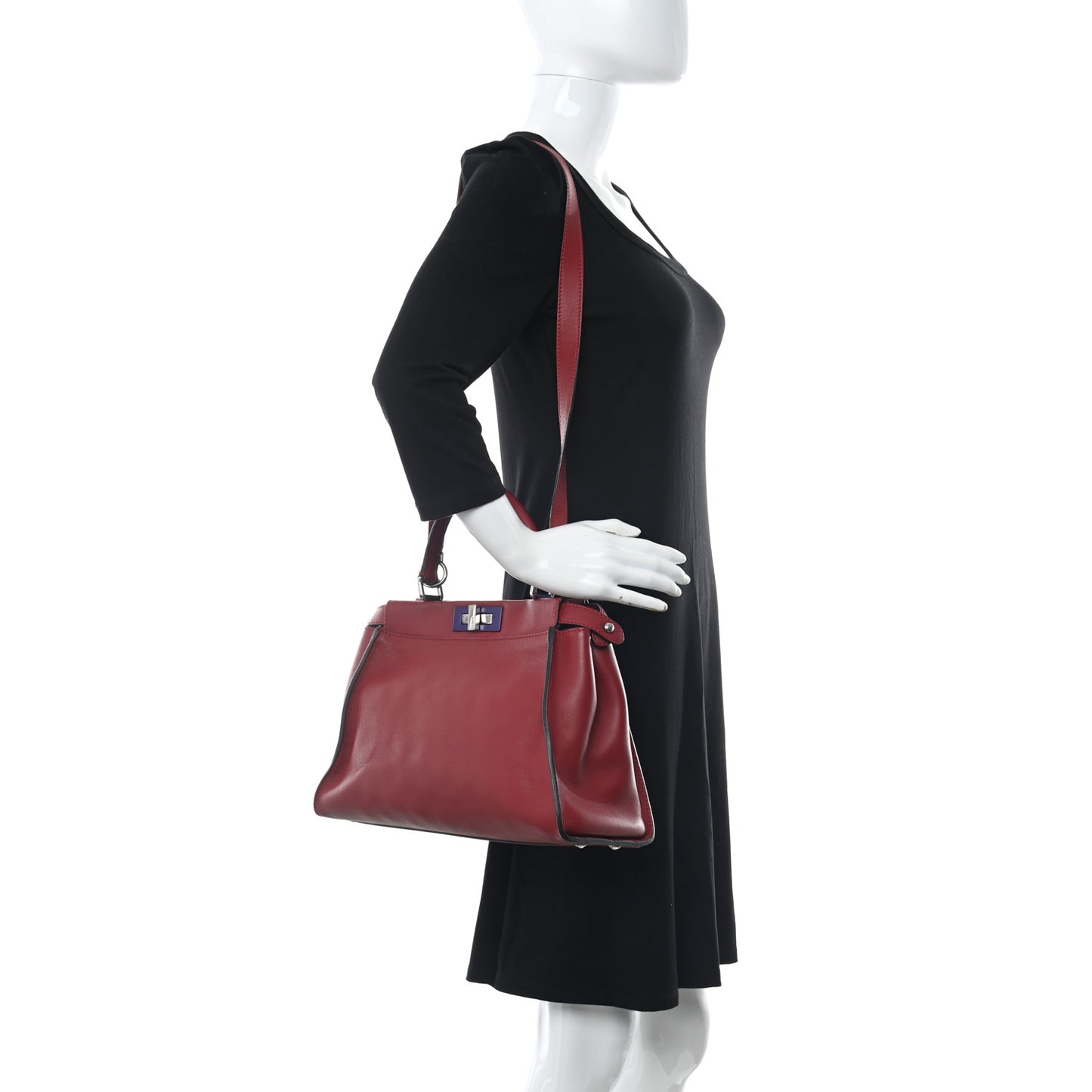 Vitello Seta Shiny Nappa Medium Peekaboo Iconic Satchel Ribes Azzurro Polvere