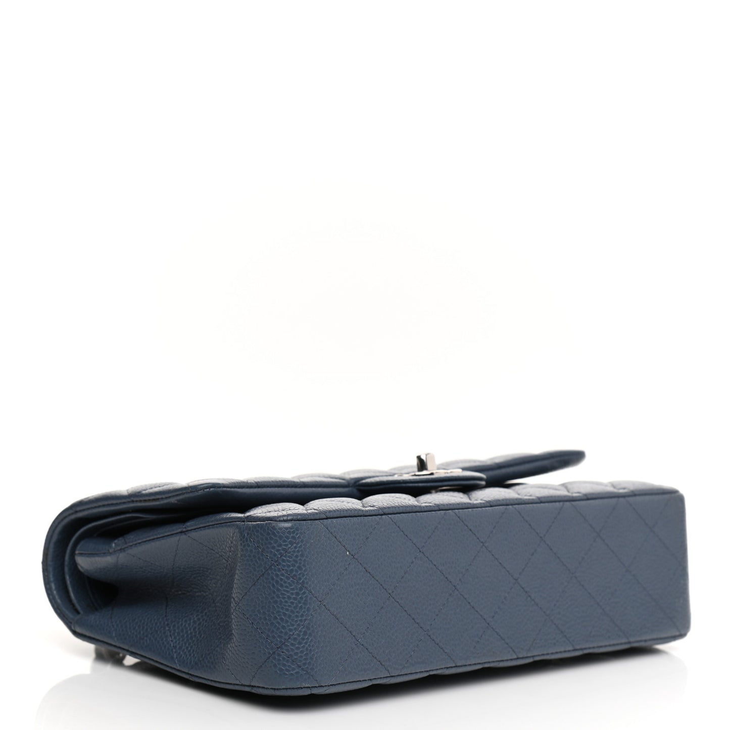 Caviar Quilted Medium Double Flap Blue
