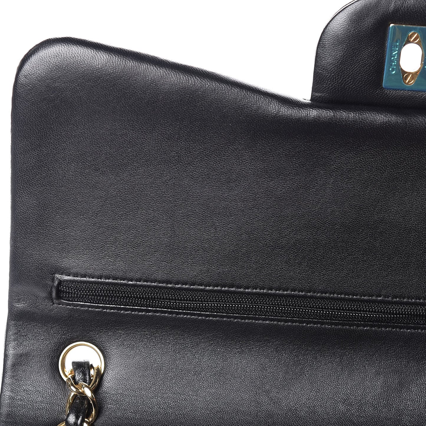Lambskin Quilted Jumbo Double Flap Black