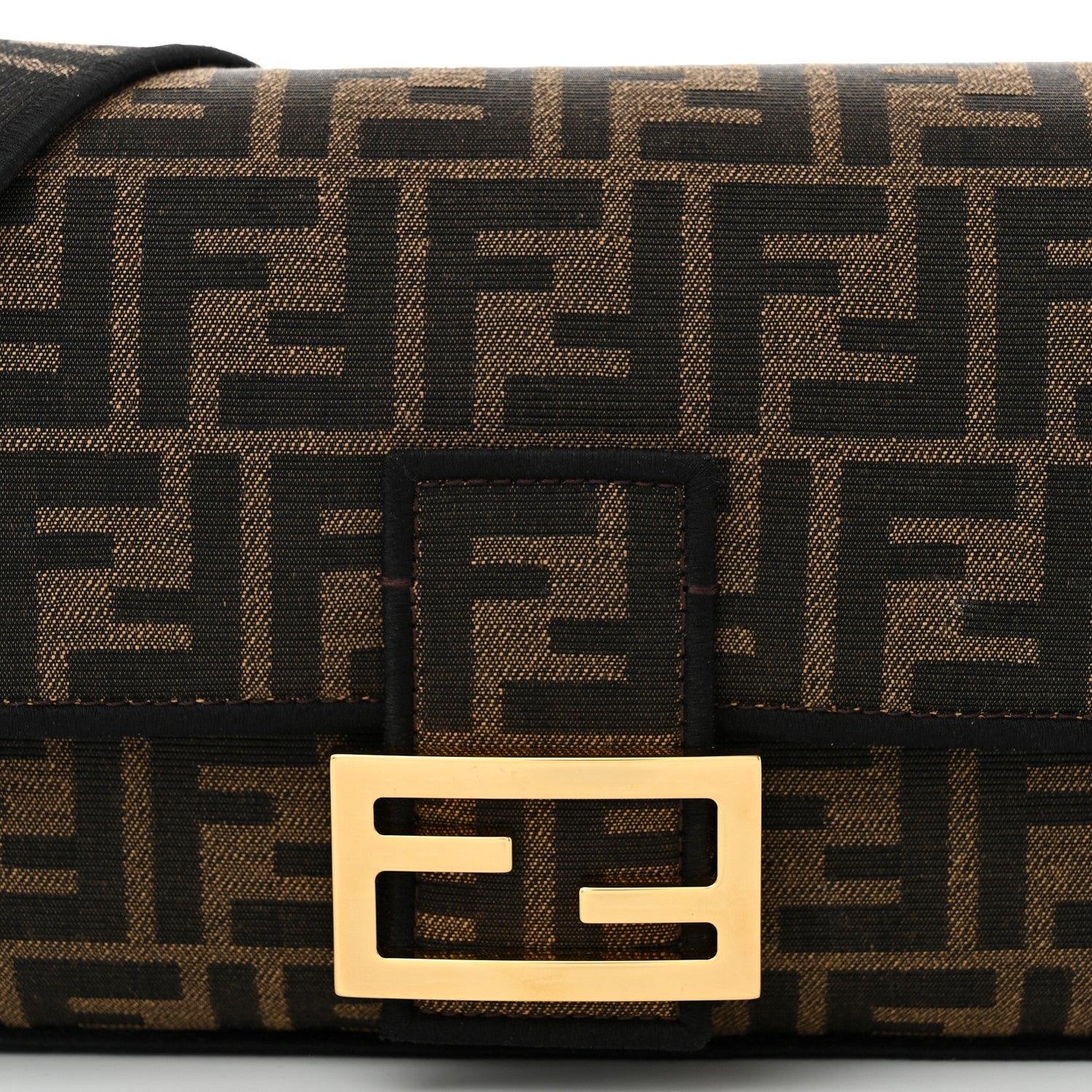 Fendi Fabric Jacquard FF 1974 Medium Baguette Tobacco Moro Black 8 of 11
