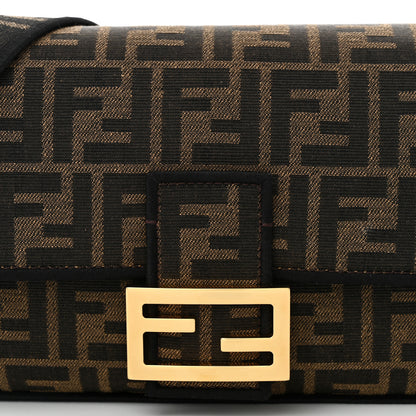 Fendi Fabric Jacquard FF 1974 Medium Baguette Tobacco Moro Black 8 of 11
