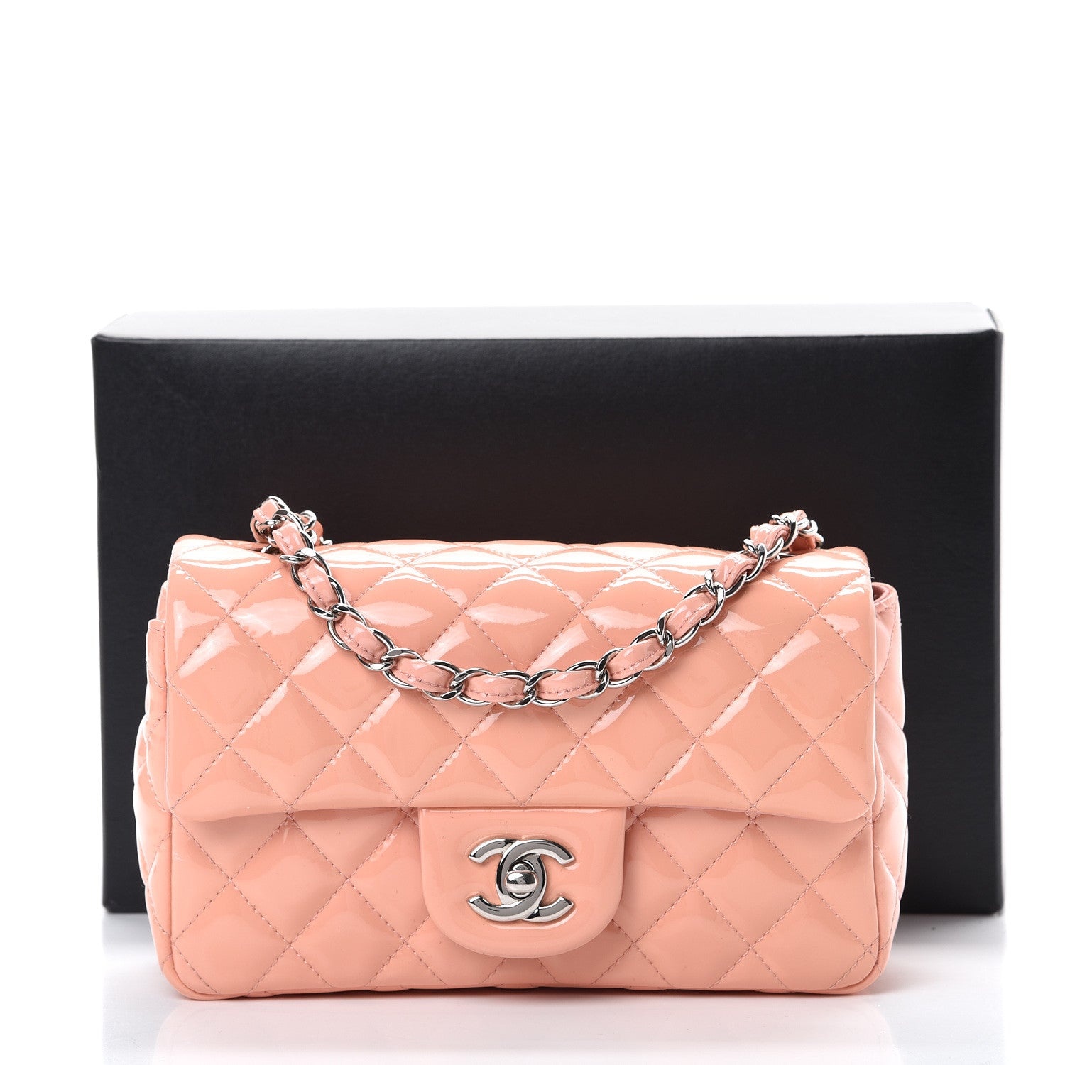 Chanel Patent Calfskin Quilted Mini Rectangular Flap Light Pink 11 of 11