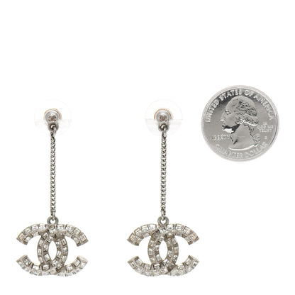Chanel Baguette Crystal CC Drop Earrings Silver 2 of 6