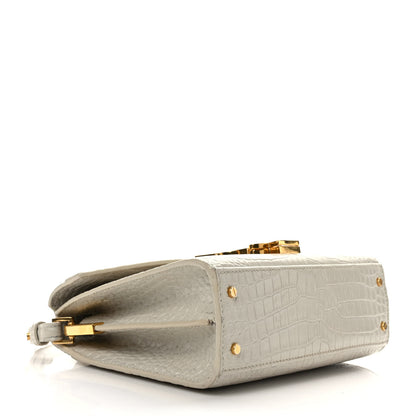 Saint Laurent Crocodile Embossed Mini Classic Monogram Cassandra Top Handle Crema Soft 4 of 12