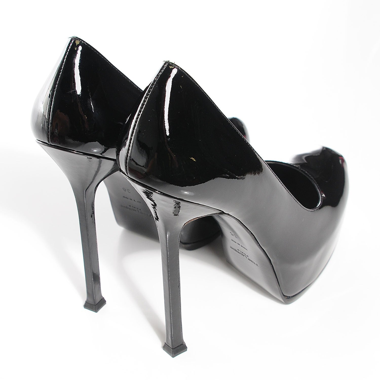 Saint Laurent Vitello Vernice Tribtoo Two 105 Platform Pumps 38 Nero Black 4 of 8