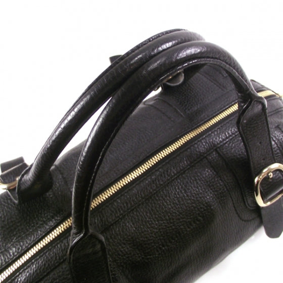 Leather Bowler Tote Black