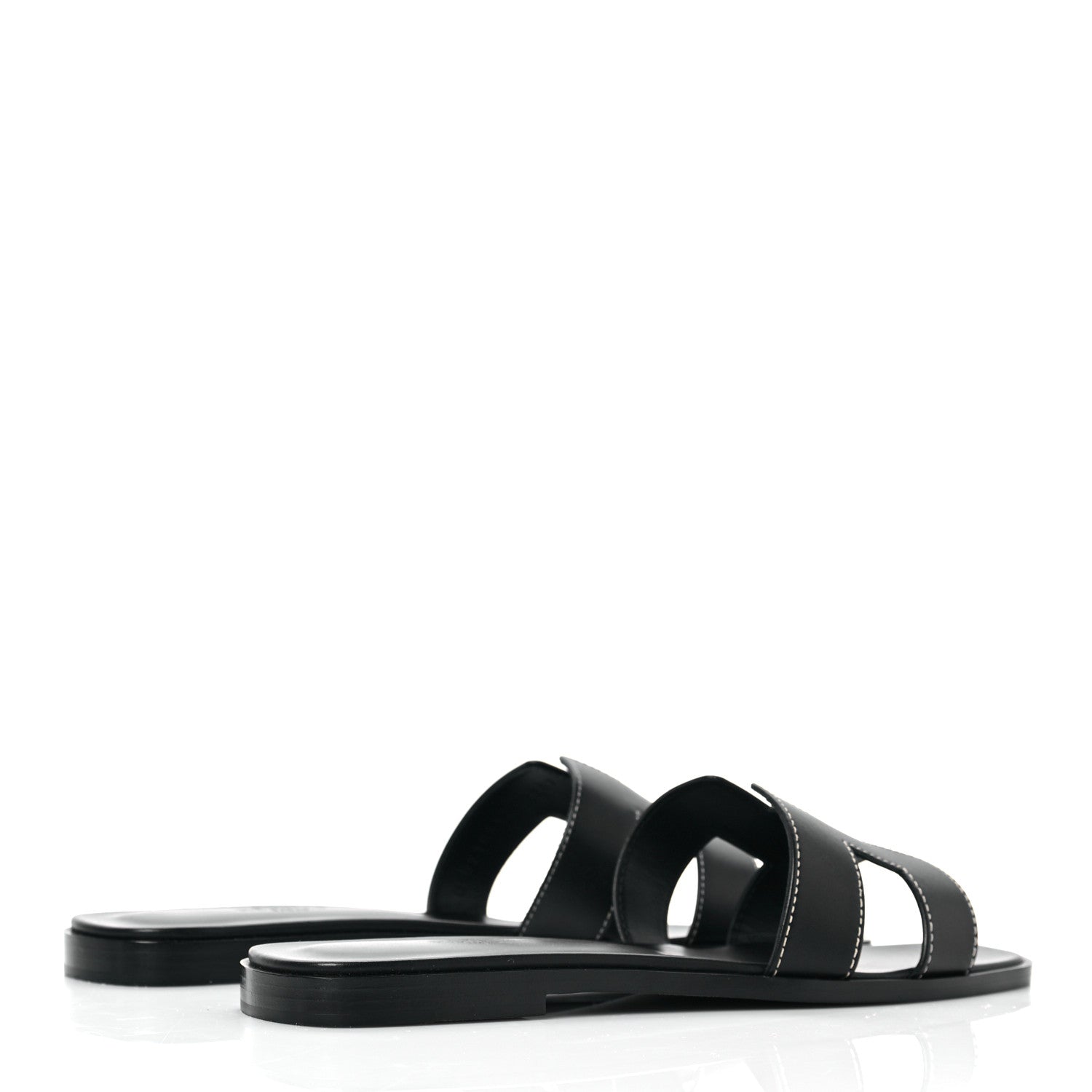 Hermes Box Calfskin Oran Sandals 38.5 Black 4 of 8