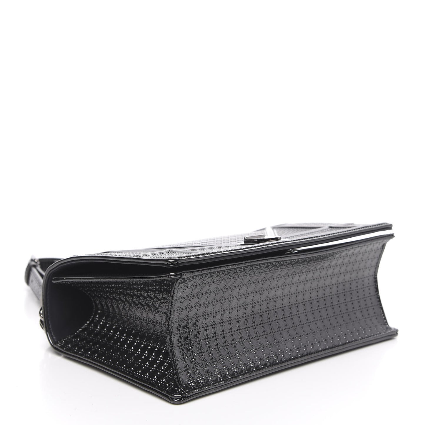 Metallic Patent Micro-Cannage Medium Diorama Flap Bag Onyx Black
