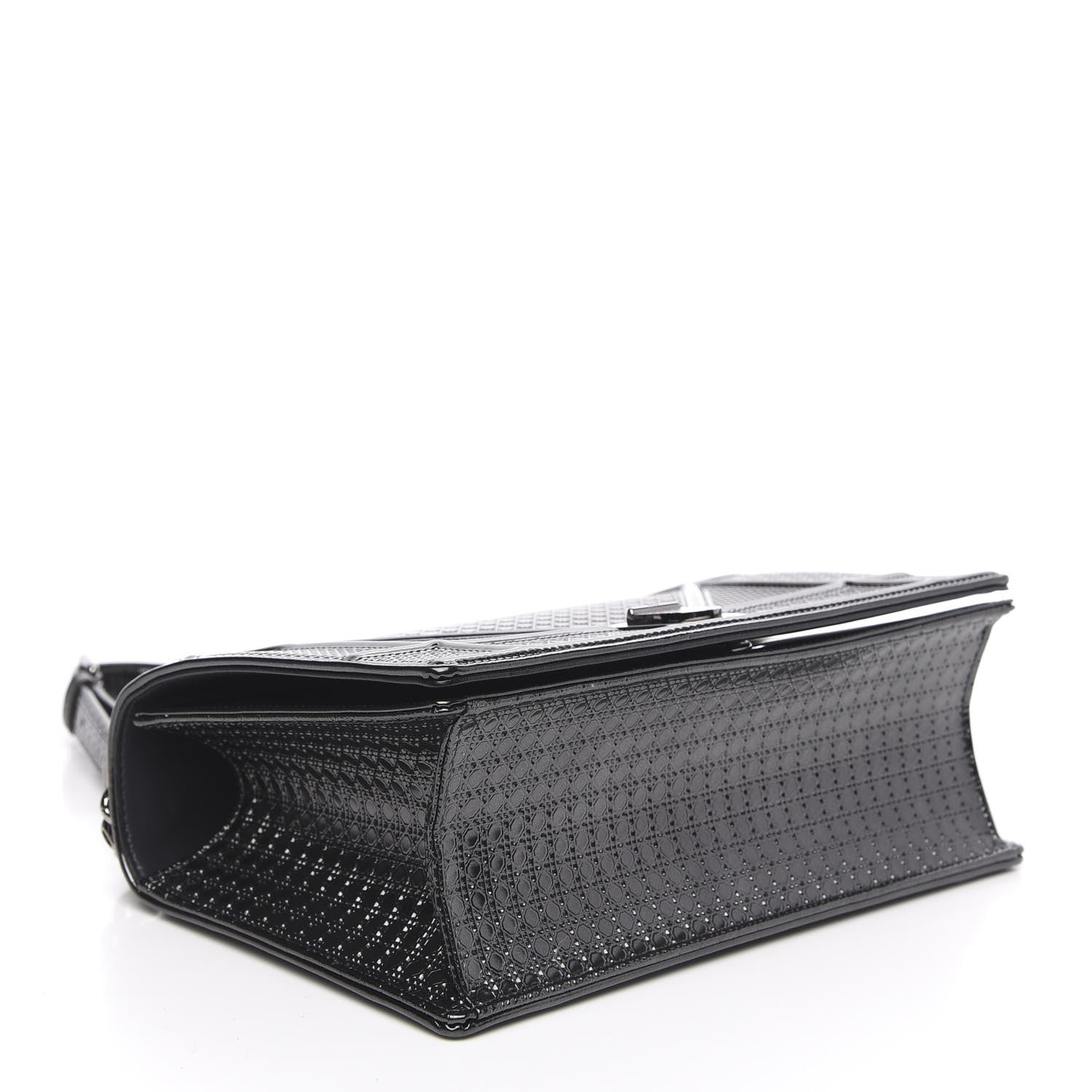 Christian Dior Metallic Patent Micro-Cannage Medium Diorama Flap Bag Onyx Black 4 of 9